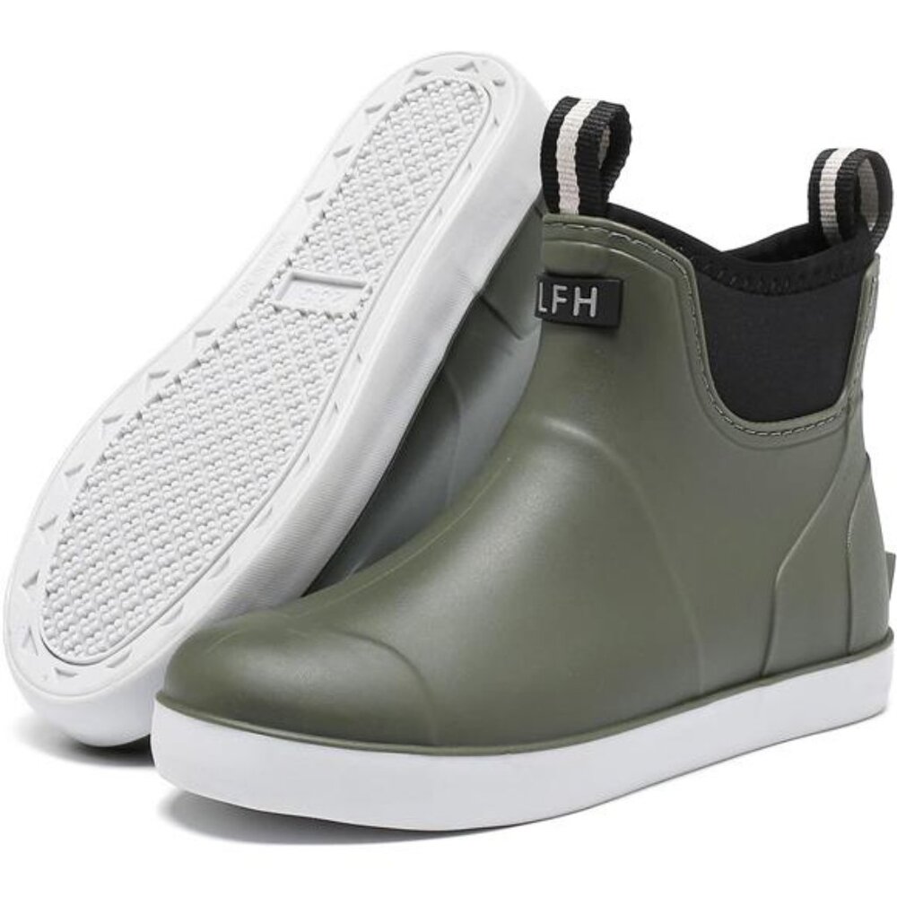Womens Waterproof Deck Boots Ankle Rain Boots Non Slip Fishing Garden